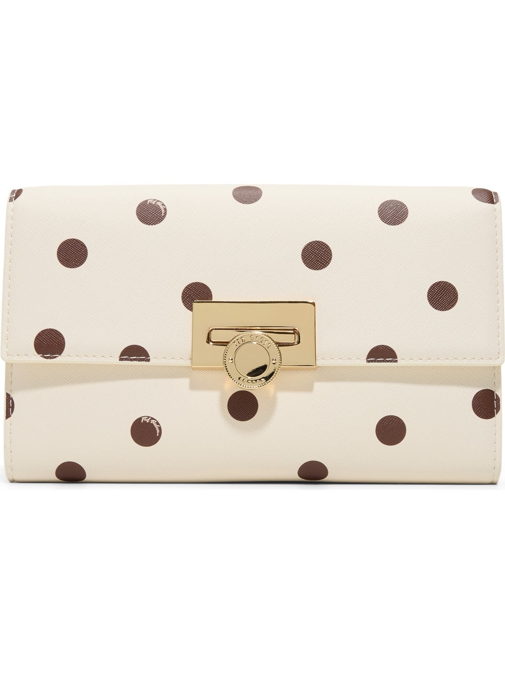 Nwt Ted Baker Parisa Faux Leather Polka-dot Crossbody With Gold Chain